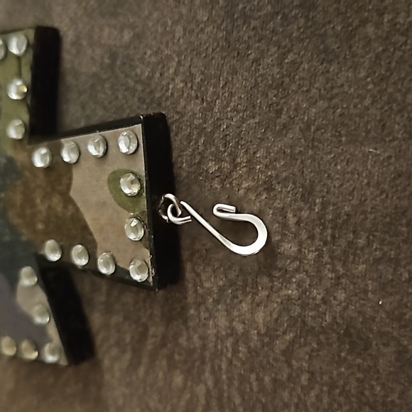 3/$30 Bedazzled Camouflage Wood Cross Pendant - Picture 4 of 5